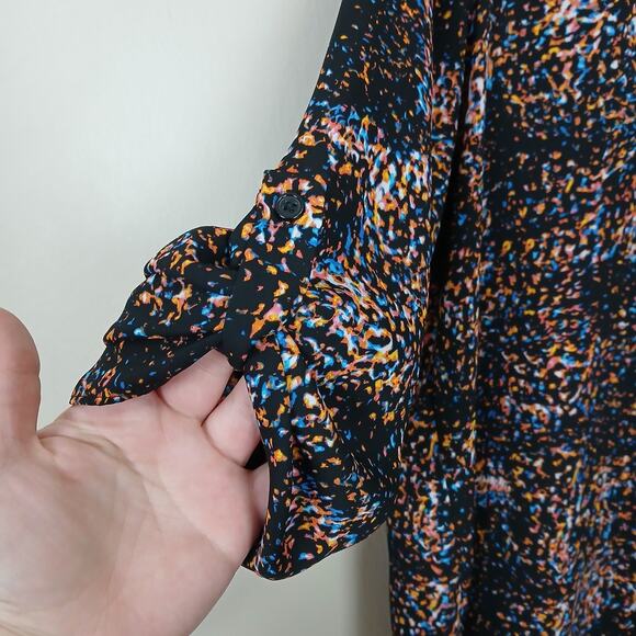 Decree V-Neck Tunic Top Women Large Abstract Boho Indie Dark Academia Artistic - Picture 2 of 13